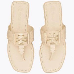 Tory Burch CROC EMBOSSED Georgia Sandal New Cream MANY SIZES